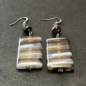 Banded Gemstone Vintage Dangle Earrings
